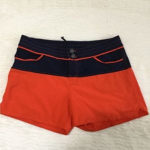 PATAGONIA Orange Blue Colorblock Meridian Board Swim Shorts Women's Size 4